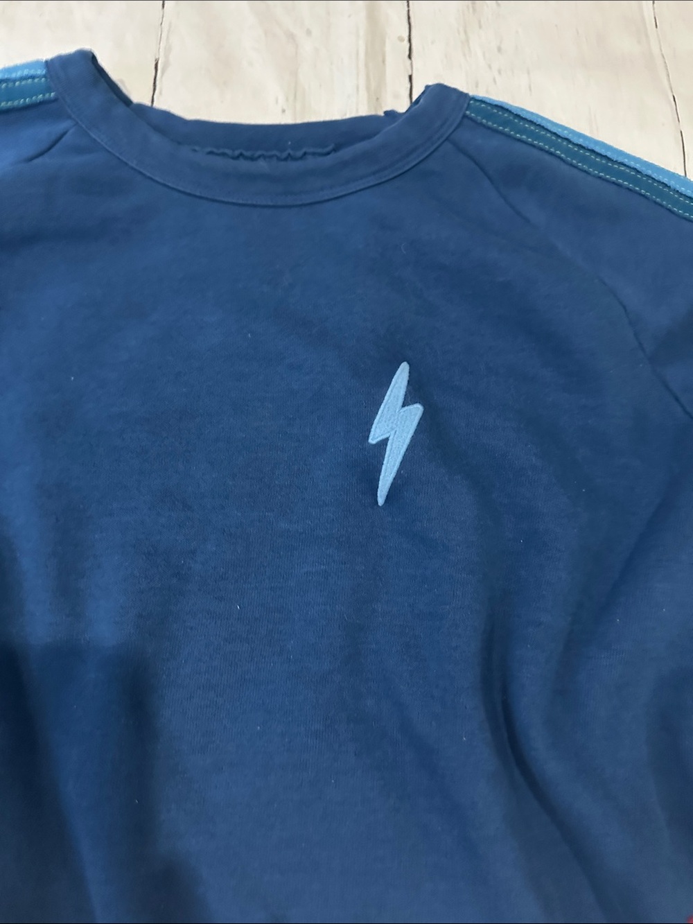 Aviator Nation bolt embroidery Cropped classic Sweatshirt with Blue Stripes - Picture 3 of 11